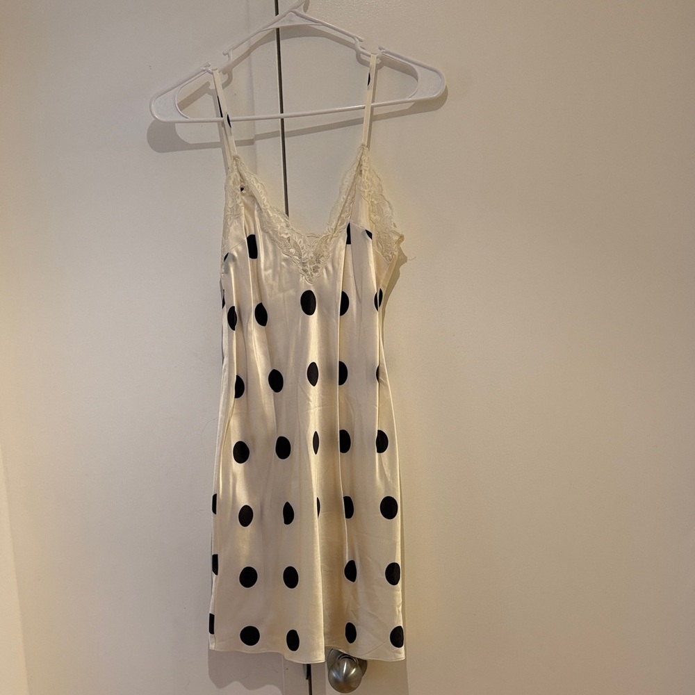 Reformation Cream and Black Polka Dot Slip